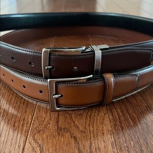 Original Penguin Men's Brown Genuine Leather Belt Set, size 34